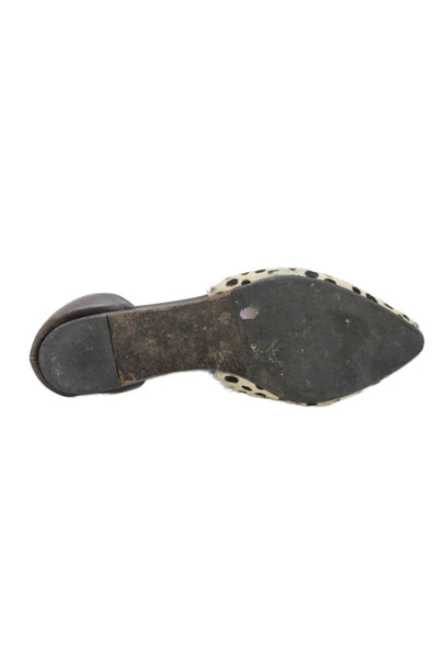 Jenni Kayne Womens Leather Animal Print D'Orsay Flats White Brown Size 7.5