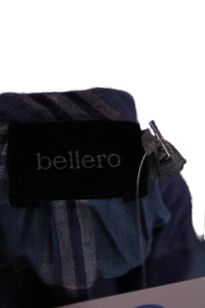 bellero Womens Blue Plaid Cotton V Neck Long Sleeve Knee Length Dress Size M