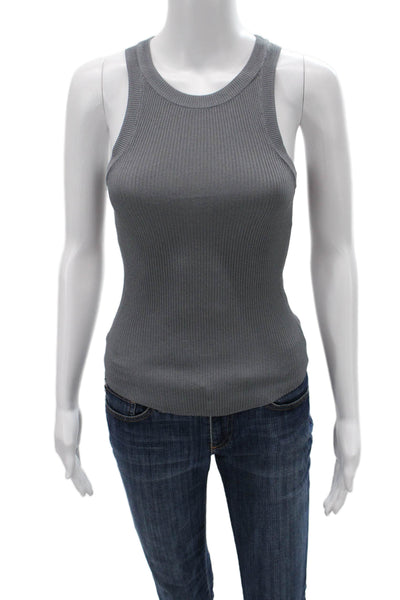 Zara Women Basic Sleeveless Tank Gray Crew Neck Viscose Blend Size XS