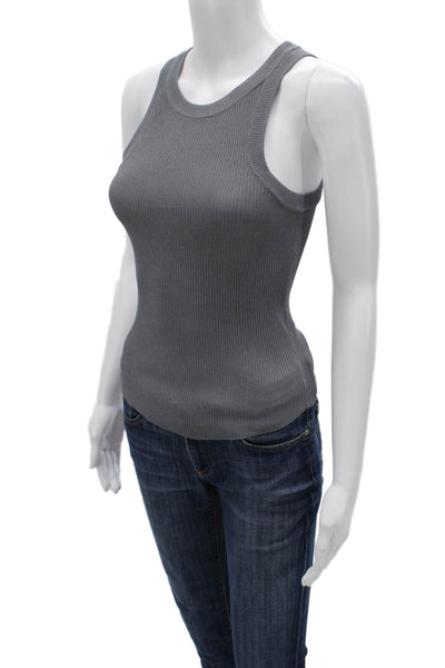 Zara Women Basic Sleeveless Tank Gray Crew Neck Viscose Blend Size XS