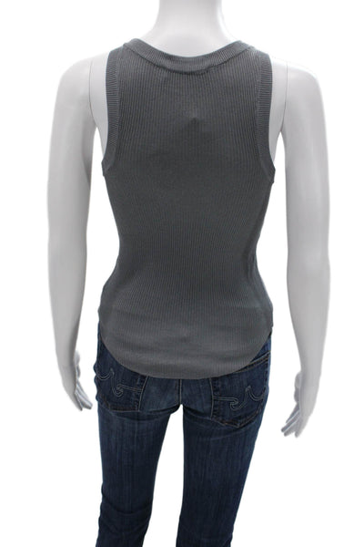 Zara Women Basic Sleeveless Tank Gray Crew Neck Viscose Blend Size XS