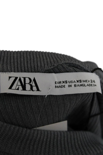 Zara Women Basic Sleeveless Tank Gray Crew Neck Viscose Blend Size XS