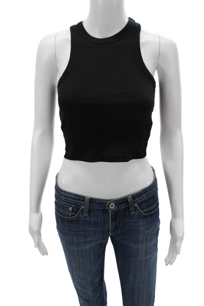 Maeve Anthropologie Women Cropped Tank Black Cotton 90s Size 2XS