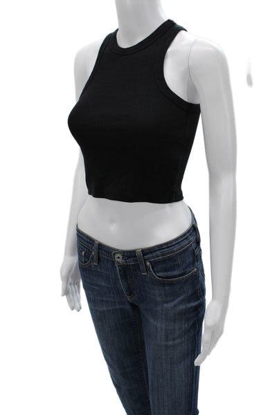 Maeve Anthropologie Women Cropped Tank Black Cotton 90s Size 2XS