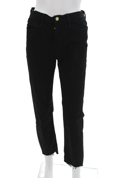 Frame Denim Women Ankle Cropped Black Jeans High Rise Size 29