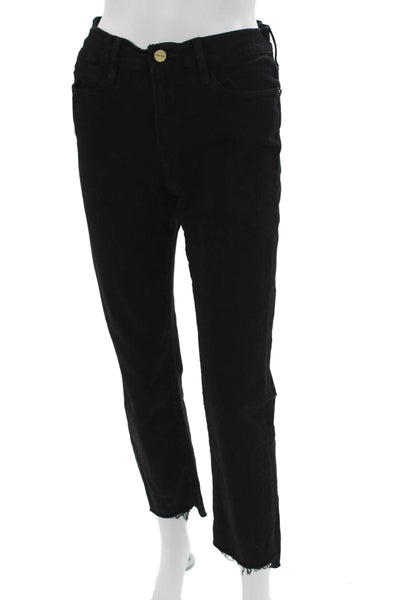 Frame Denim Women Ankle Cropped Black Jeans High Rise Size 29