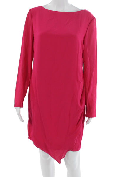Mila Schon Women Shift Silk Long Sleeve Pink Dress Size 44