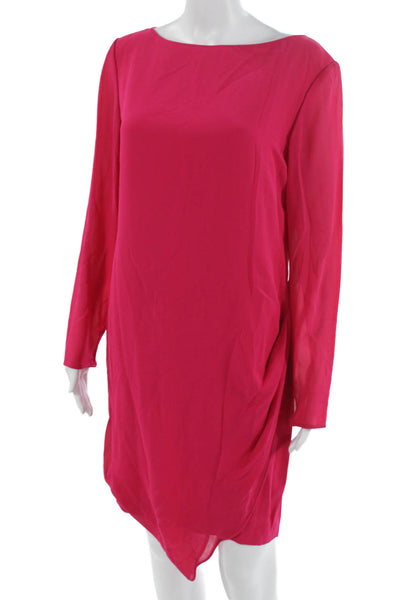 Mila Schon Women Shift Silk Long Sleeve Pink Dress Size 44