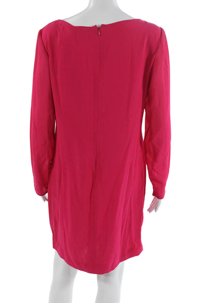Mila Schon Women Shift Silk Long Sleeve Pink Dress Size 44