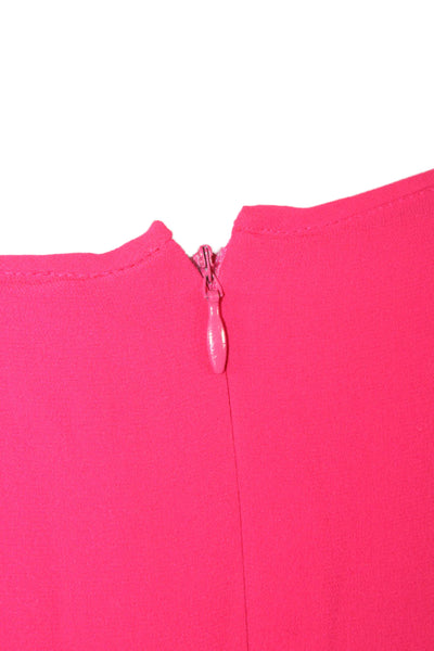 Mila Schon Women Shift Silk Long Sleeve Pink Dress Size 44