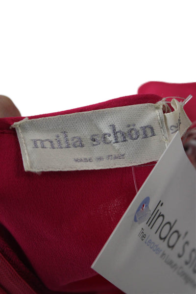 Mila Schon Women Shift Silk Long Sleeve Pink Dress Size 44