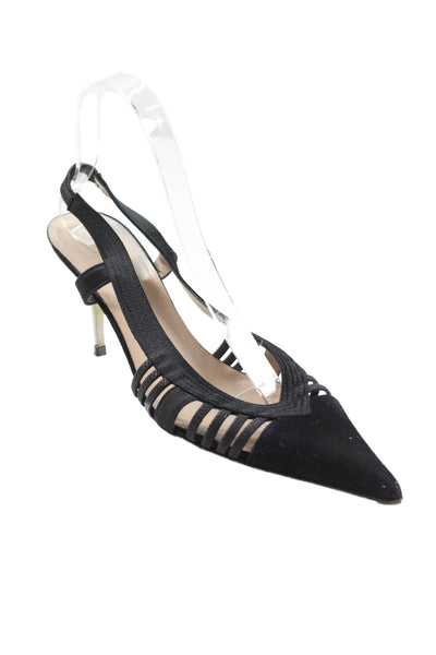 Alain Tondowski Womens Pointed Toe Slingback High Heels Black Size 8