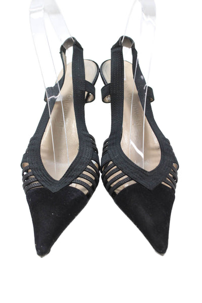 Alain Tondowski Womens Pointed Toe Slingback High Heels Black Size 8