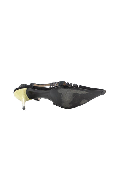 Alain Tondowski Womens Pointed Toe Slingback High Heels Black Size 8
