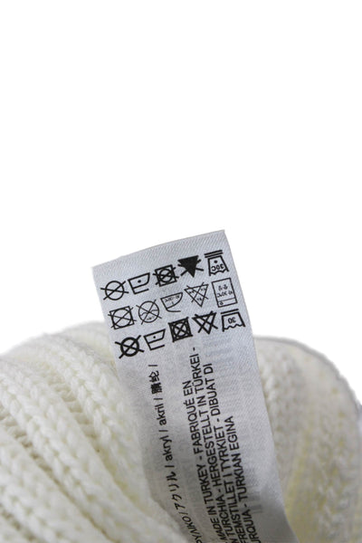 Zara Unisex Pullover Sweater White Turtleneck Striped Long Sleeve Size S
