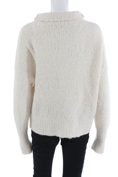 J Crew Unisex White Pullover Sweater Mock Neck Long Sleeve 100% Acrylic Size XS