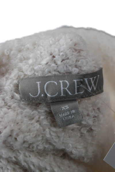 J Crew Unisex White Pullover Sweater Mock Neck Long Sleeve 100% Acrylic Size XS
