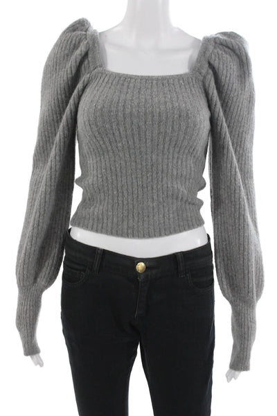 Zara Unisex Gray Striped Square Neck Long Sleeve Pullover Sweater Size S
