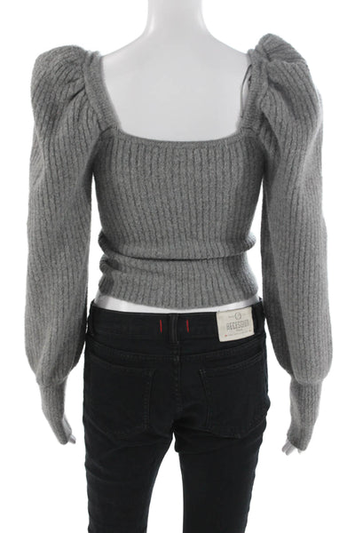 Zara Unisex Gray Striped Square Neck Long Sleeve Pullover Sweater Size S