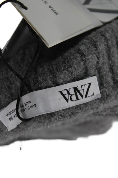 Zara Unisex Gray Striped Square Neck Long Sleeve Pullover Sweater Size S