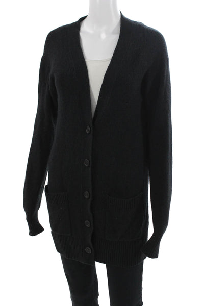 J Crew Unisex Black V-Neck Cardigan Long Sleeve Button Closure Size XS