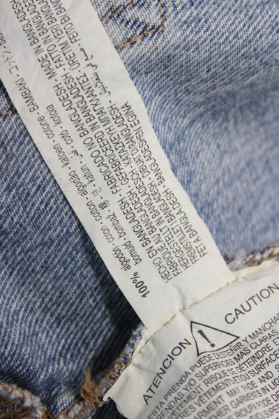 Zara Womens Light Blue Cotton Collared Long Sleeve Jacket Size XS