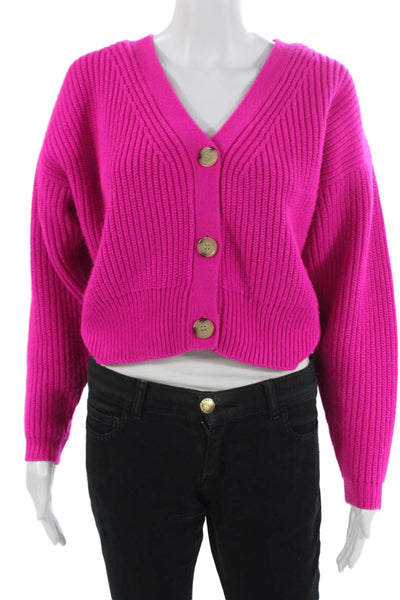 Zara Unisex Pink V Neck Button Long Sleeve Cardigan Sweater Acrylic Size S
