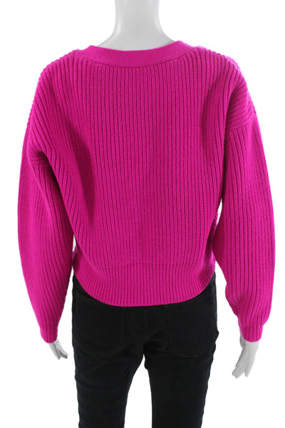 Zara Unisex Pink V Neck Button Long Sleeve Cardigan Sweater Acrylic Size S