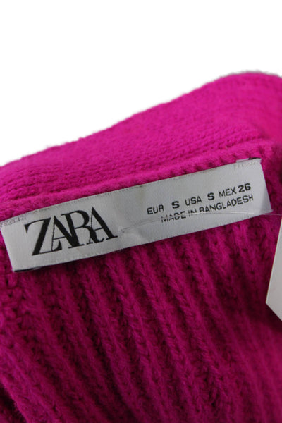 Zara Unisex Pink V Neck Button Long Sleeve Cardigan Sweater Acrylic Size S