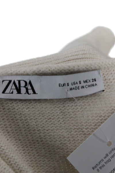Zara Unisex Cardigan Beige Acrylic Polyester Nylon Long Sleeve Size S