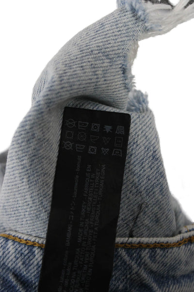 Zara Women A-Line Mini Cotton Skirt Light Blue Short Size S