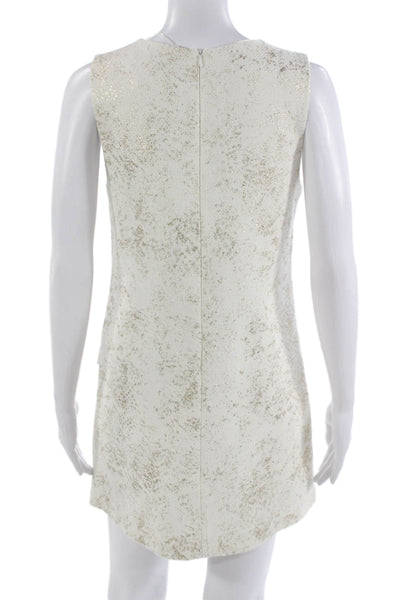 Zara Women Mini Shift Dress White V-Neck Sleeveless Zip 100% Viscose Size XS