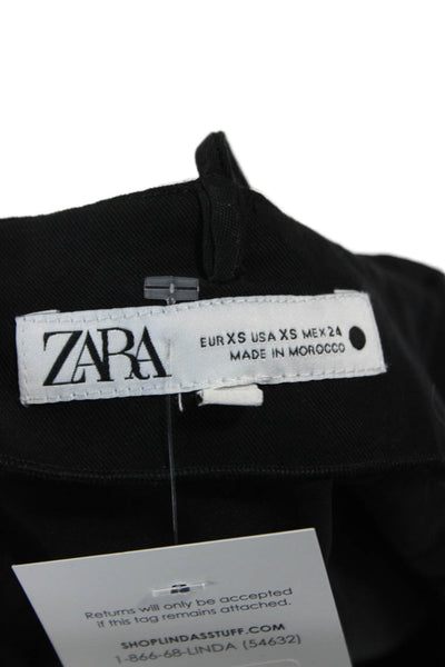 Zara Womens Maxi Slip Dress Black V Neck Zip Sleeveless Lyocell Size XS