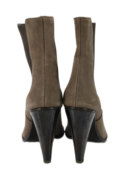 Jenni Kayne Womens Suede Stretch Inset Pointed Toe Ankle Boots Brown Size 38 8