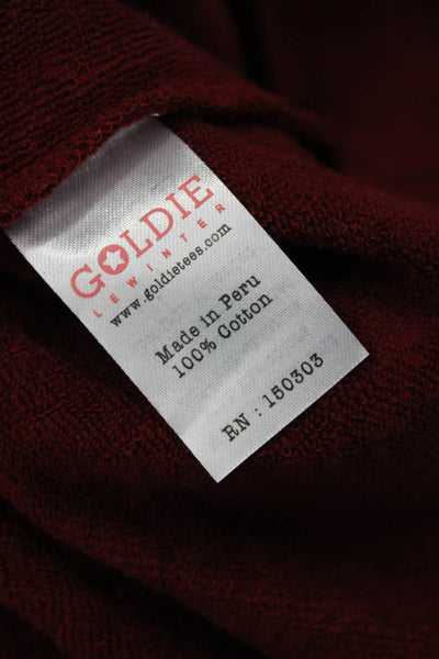 Goldie Women Pullover Sweatshirt Red Crew Neck 3/4 Sleeve Cotton Size S