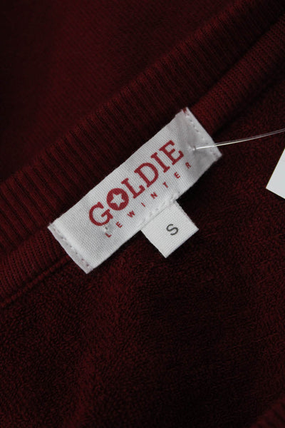 Goldie Women Pullover Sweatshirt Red Crew Neck 3/4 Sleeve Cotton Size S