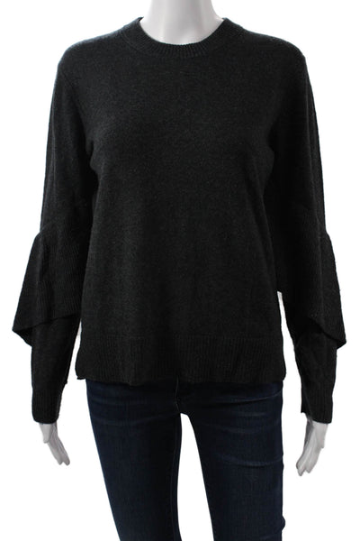 Brochu Walker Women Pullover Dark Gray Wool Cashmere Crew Neck Size S