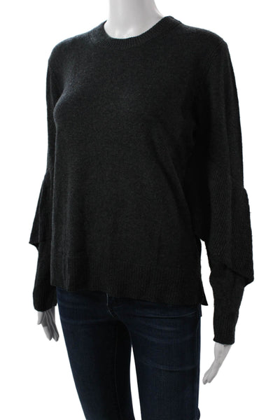 Brochu Walker Women Pullover Dark Gray Wool Cashmere Crew Neck Size S