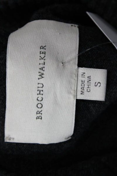 Brochu Walker Women Pullover Dark Gray Wool Cashmere Crew Neck Size S