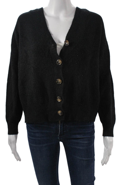 Apparis Unisex Black V Neck Long Sleeve Cardigan Sweater Button Size M
