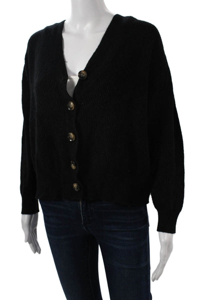 Apparis Unisex Black V Neck Long Sleeve Cardigan Sweater Button Size M