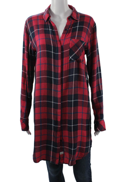 Rails Womens Plaid Collared Shirt Dress Long Sleeve Rayon Petite Size S