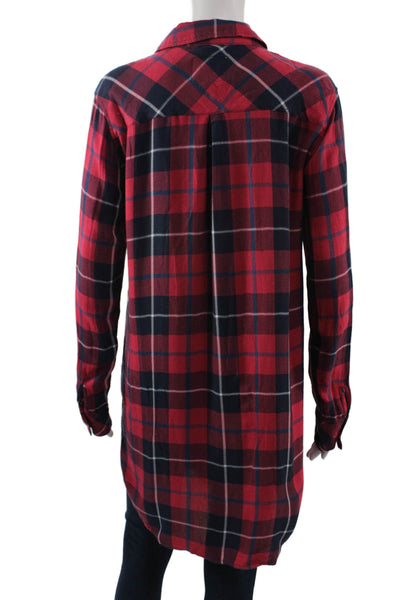 Rails Womens Plaid Collared Shirt Dress Long Sleeve Rayon Petite Size S
