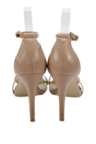 Steve Madden Womens Leather Ankle Strap High Heels Beige Size 7.5