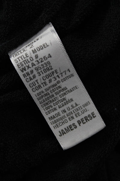 James Perse Women Black Pullover Hoodies 100% Cotton Long Sleeve Size 2
