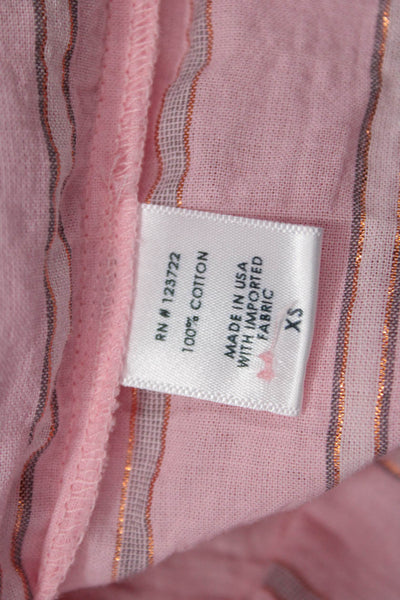 Xirena Womens Pink Striped Collared Cotton Button-Up Long Sleeve Size XS