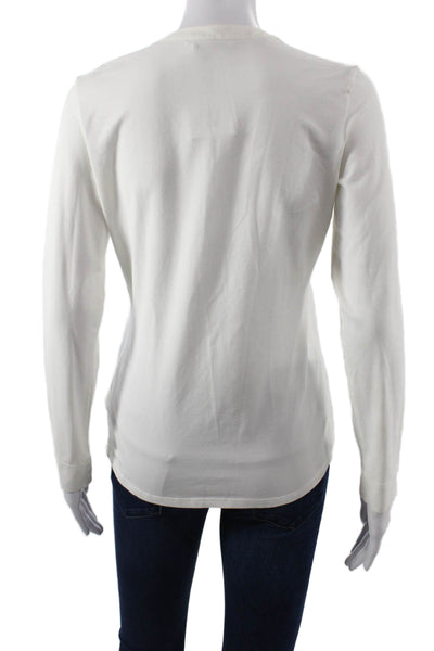 Anne Fontaine Womens White Pima Cotton Long Sleeve Button-Up Blouse Size 40