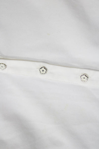 Anne Fontaine Womens White Pima Cotton Long Sleeve Button-Up Blouse Size 40