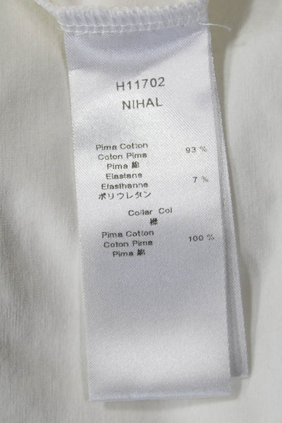 Anne Fontaine Womens White Pima Cotton Long Sleeve Button-Up Blouse Size 40
