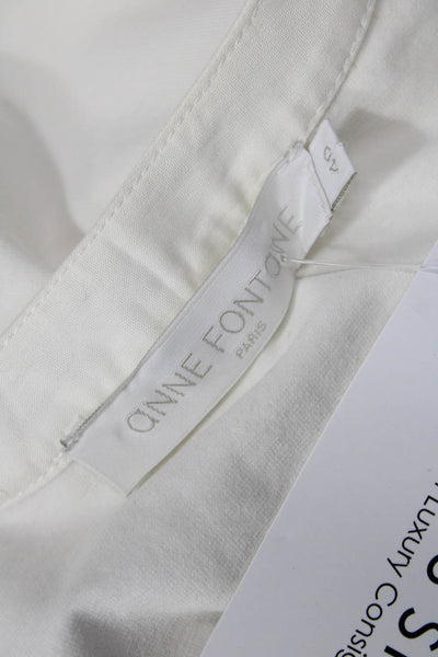 Anne Fontaine Womens White Pima Cotton Long Sleeve Button-Up Blouse Size 40